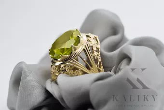 Yellow Peridot 8K žluté zlato Ring Vintage style vrc031x-yp Art Deco